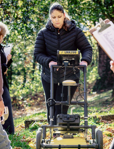 Sarah Beaulieu with ground-penetrating radar device